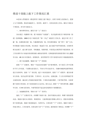 推进干部能上能下工作情况汇报.docx