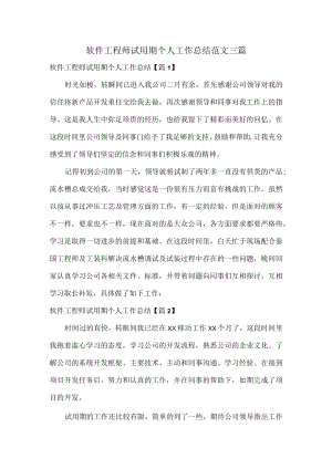 软件工程师试用期个人工作总结范文三篇.docx