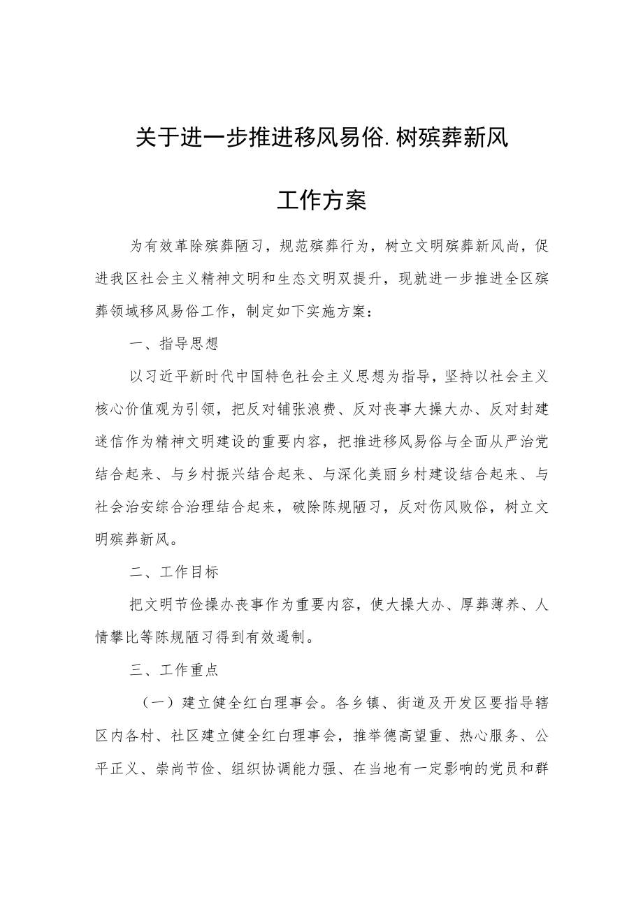 关于进一步推进移风易俗、树殡葬新风工作方案.docx_第1页