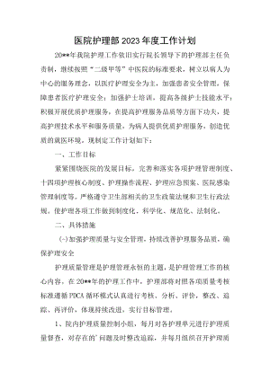 医院护理部2023年度工作计划.docx