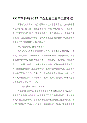 XX市商务局2023年企业复工复产工作总结.docx