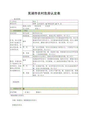 芜湖市农村危房认定表.docx