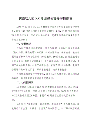实验幼儿园分园综合督导评估报告.docx