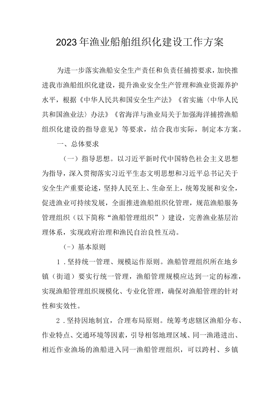 2023年渔业船舶组织化建设工作方案.docx_第1页