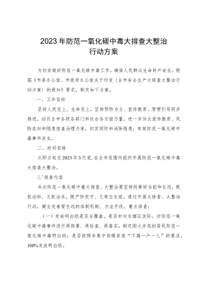 2023年防范一氧化碳中毒大排查大整治行动方案.docx
