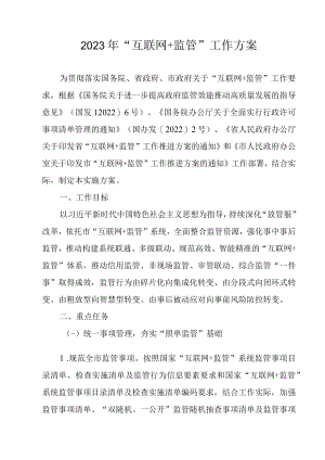 2023年“互联网＋监管”工作方案.docx