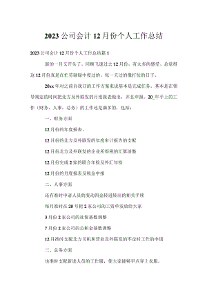 2023公司会计12月份个人工作总结.docx