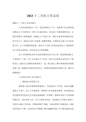 2023十二月份工作总结.docx