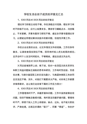 (30条)学校（组织）民主生活会班子成员批评意见.docx