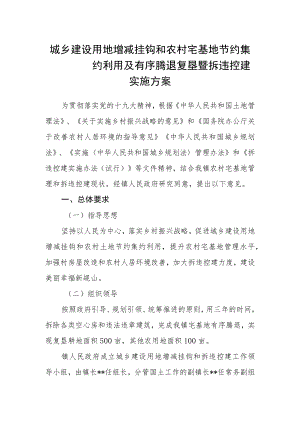 城乡建设用地增减挂钩和农村宅基地节约集约利用及有序腾退复垦暨拆违控建实施方案.docx