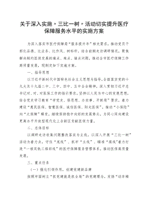 关于深入实施“三比一树”活动切实提升医疗保障服务水平的实施方案.docx