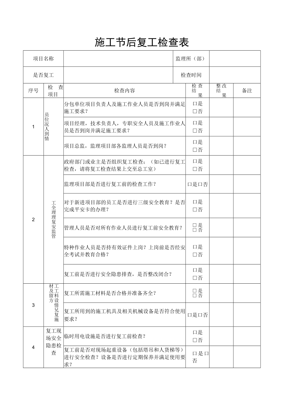 节后施工复工检查表.docx_第1页