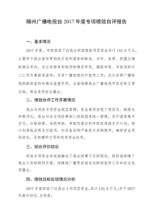 随州广播电视台2017年度专项绩效自评报告.docx