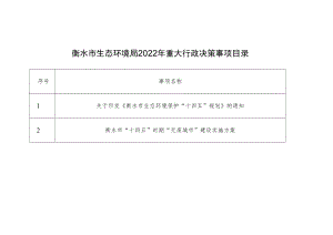 衡水市生态环境局2022年重大行政决策事项目录.docx