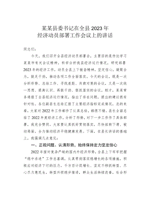 某某县委书记在全县2023年经济动员部署工作会议上的讲话.docx