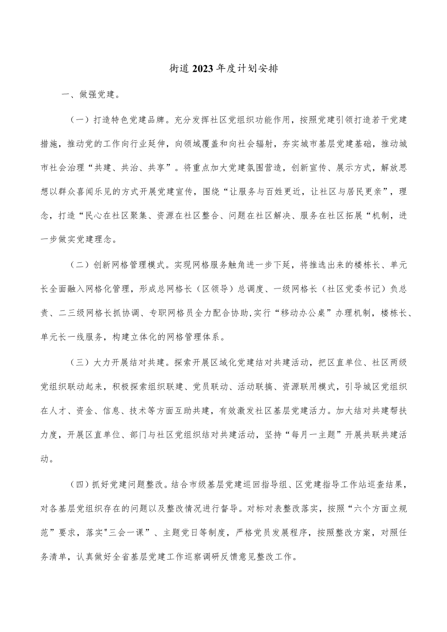 街道2023年度计划安排.docx_第1页