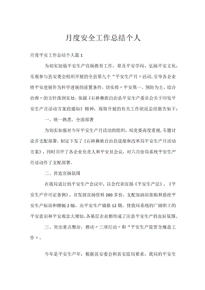 月度安全工作总结个人.docx
