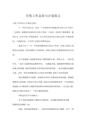 月度工作总结与计划范文.docx