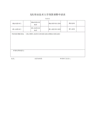 XX职业技术大学预算调整申请表.docx