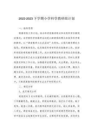 2022-2023下学期小学科学教研组计划.docx