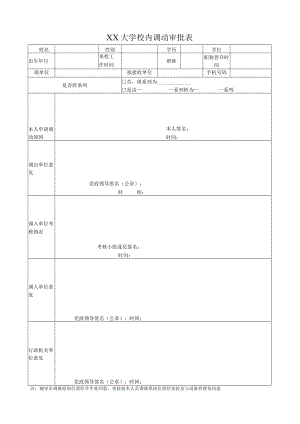 XX大学校内调动审批表.docx