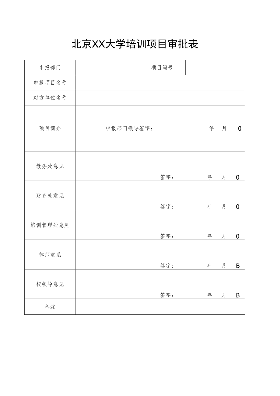 XX大学培训项目审批表 .docx_第1页