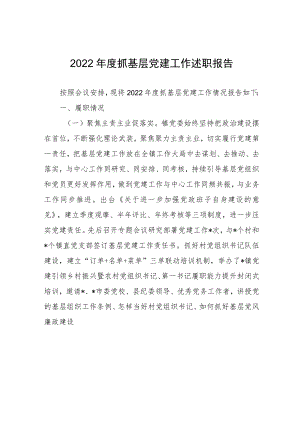 2022年度抓基层党建工作述职报告.docx