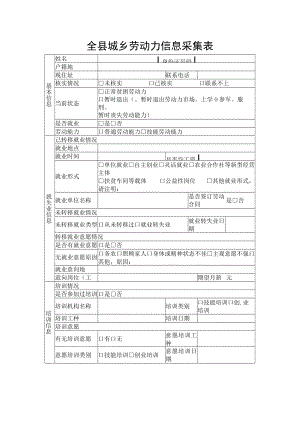 全县城乡劳动力信息采集表.docx