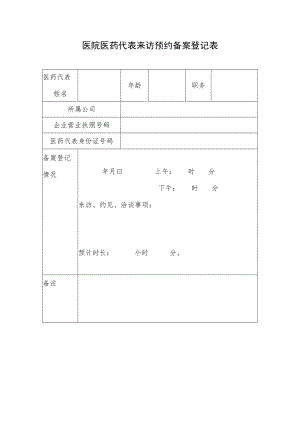 医院医药代表来访预约备案登记表.docx