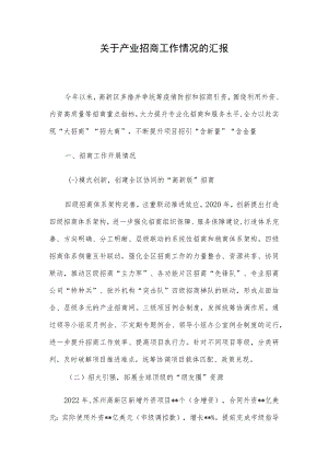 关于产业招商工作情况的汇报.docx