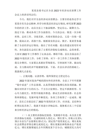 某某县委书记在全县2023年经济动员部署工作会议上的讲话.docx