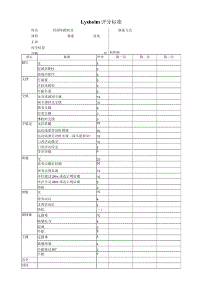 膝关节Lysholm评分标准.docx