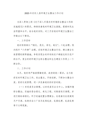 2023年农村人居环境卫生整治工作计划.docx