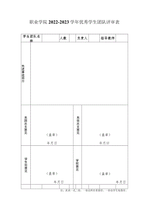 职业学院2022-2023学年优秀学生团队评审表.docx