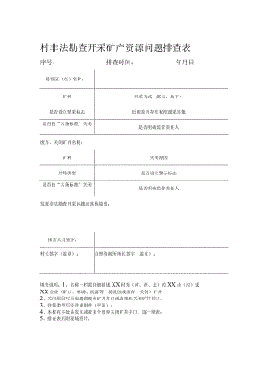 附件1 村非法勘查开采矿产资源问题排查表.docx