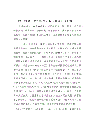 村（社区）党组织书记队伍建设工作汇报.docx