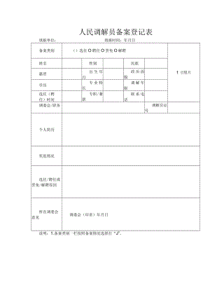 人民调解员备案登记表.docx