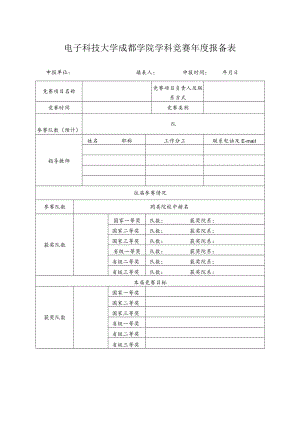 电子科技大学成都学院学科竞赛 年度报备表.docx