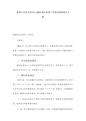 集团公司党支部书记2023基层党建工作情况述职报告2篇.docx