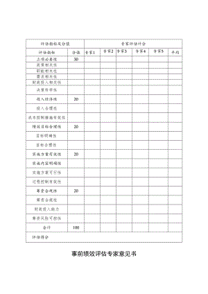 事前绩效评估专家意见书.docx