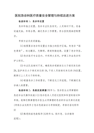 医院急诊科医疗质量安全管理与持续改进方案.docx