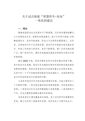 关于试点探索“智慧停车+充电”一体化的建议.docx