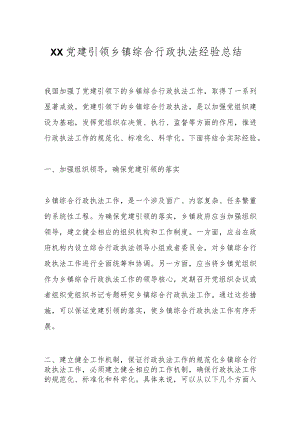 XX党建引领乡镇综合行政执法经验总结.docx