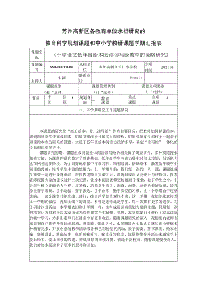 苏州高新区各教育单位承担研究的教育科学规划课题和中小学教研课题学期汇报表.docx