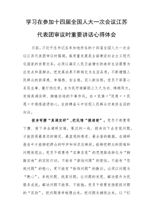 学习2023年在参加十四届全国人大一次会议江苏代表团审议时重要讲话精神心得体会研讨发言材料【3篇】.docx