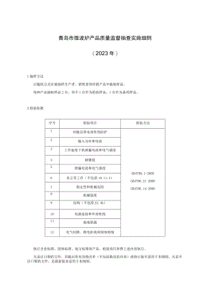青岛市微波炉产品质量监督抽查实施细则2023年.docx