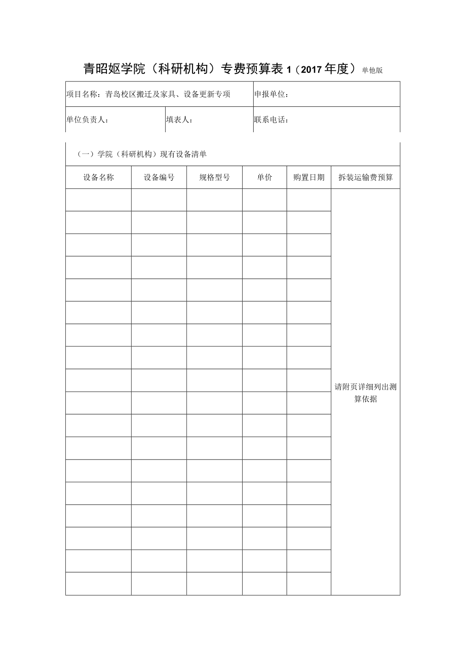 青岛校区学院科研机构专项经费预算2017年度单位万元.docx_第1页