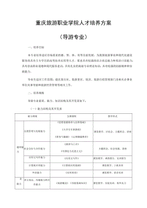 重庆旅游职业学院人才培养方案导游专业.docx