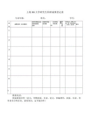 上海XX大学研究生科研成果登记表.docx
