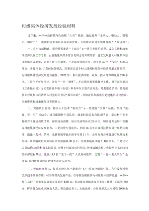 村级集体经济发展经验材料.docx